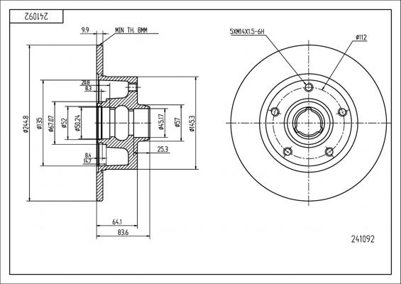 Hart 241 092 - Спирачен диск vvparts.bg