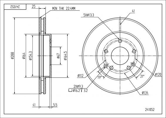 Hart 241 052 - Спирачен диск vvparts.bg