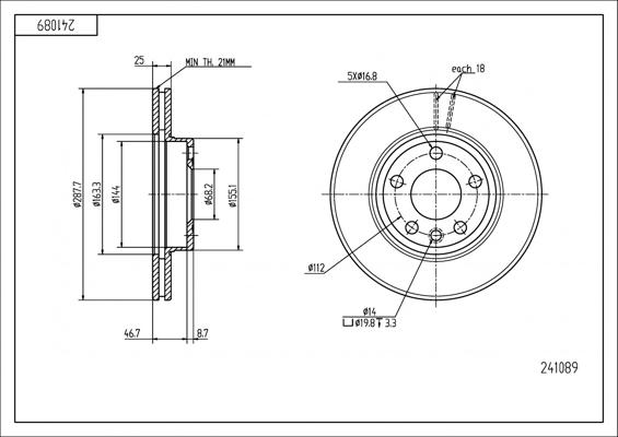 Hart 241 089 - Спирачен диск vvparts.bg