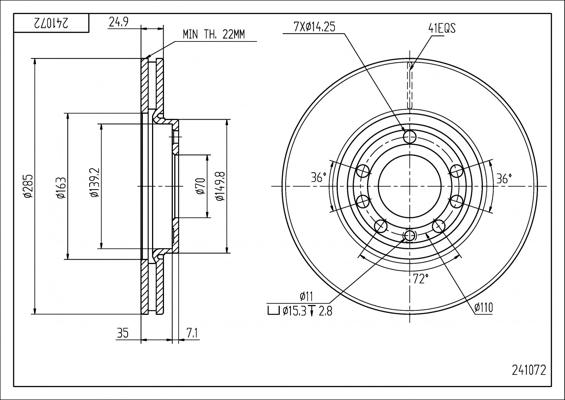 Hart 241 072 - Спирачен диск vvparts.bg