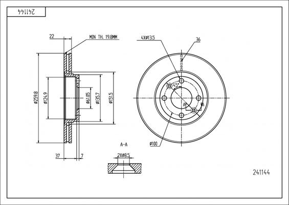 Hart 241 144 - Спирачен диск vvparts.bg