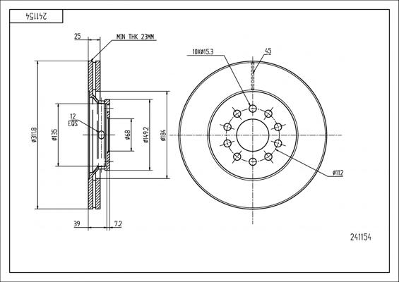 Hart 241 154 - Спирачен диск vvparts.bg