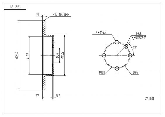 Hart 241 131 - Спирачен диск vvparts.bg