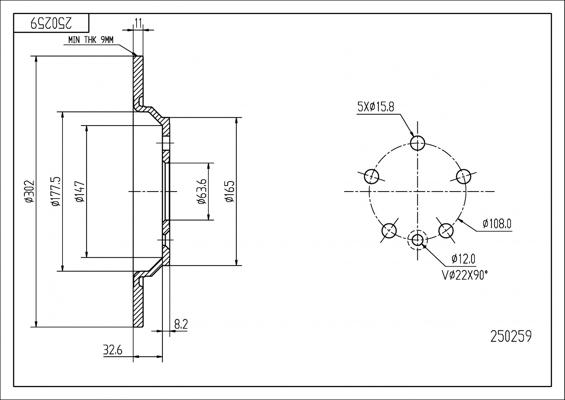 Hart 250 259 - Спирачен диск vvparts.bg