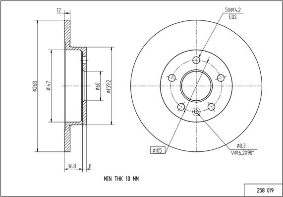 Hart 258 019 - Спирачен диск vvparts.bg