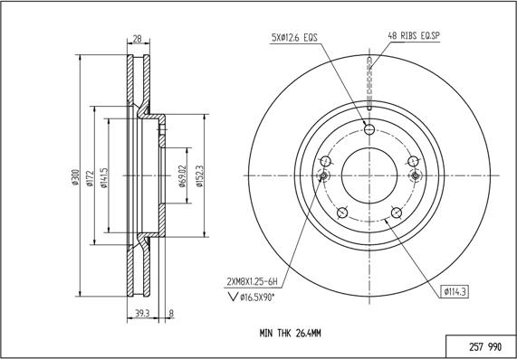 Hart 257 990 - Спирачен диск vvparts.bg