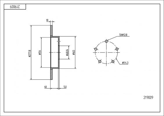 Hart 219 009 - Спирачен диск vvparts.bg