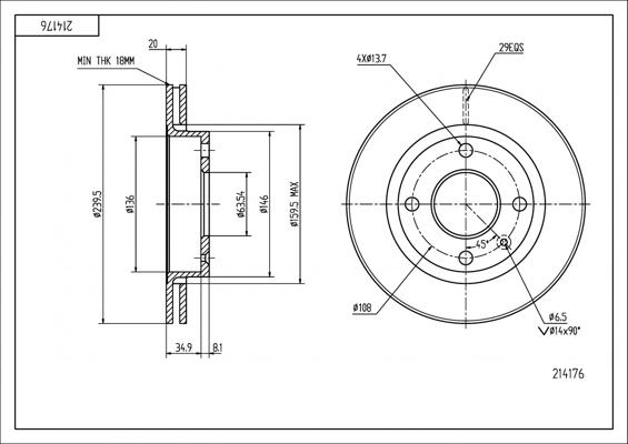 Hart 214 176 - Спирачен диск vvparts.bg