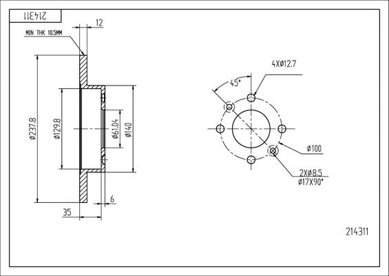 Hart 214 311 - Спирачен диск vvparts.bg