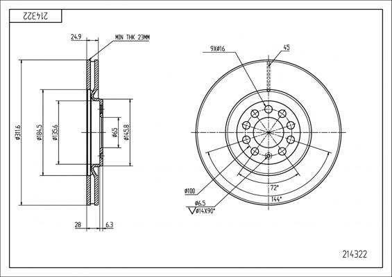 Hart 214 322 - Спирачен диск vvparts.bg