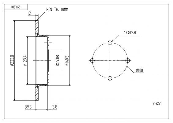 Hart 214 281 - Спирачен диск vvparts.bg