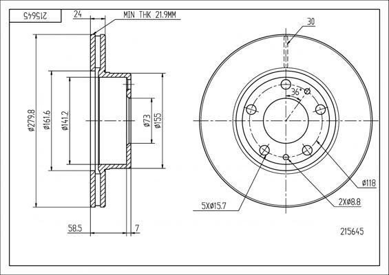 Hart 215 645 - Спирачен диск vvparts.bg