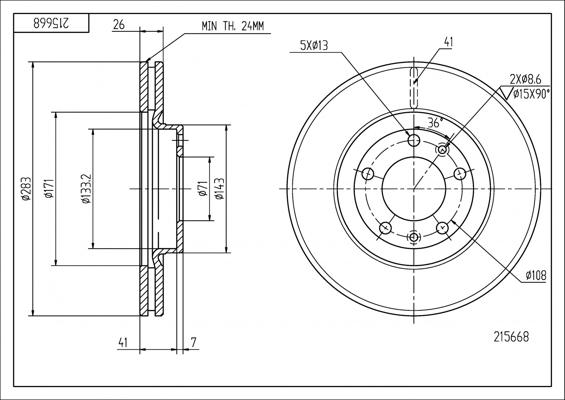 Hart 215 668 - Спирачен диск vvparts.bg