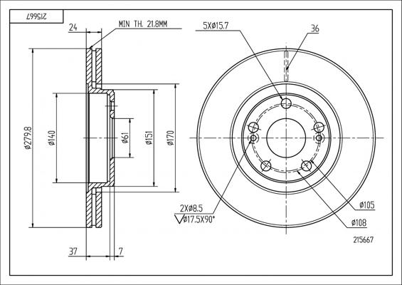 Hart 215 667 - Спирачен диск vvparts.bg