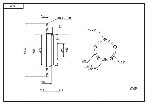 Hart 215 614 - Спирачен диск vvparts.bg