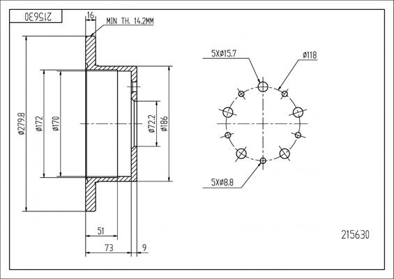 Hart 215 630 - Спирачен диск vvparts.bg