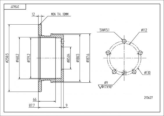 Hart 215 627 - Спирачен диск vvparts.bg