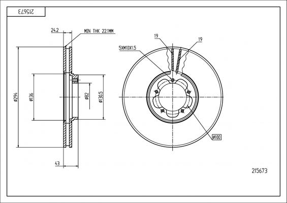 Hart 215 673 - Спирачен диск vvparts.bg