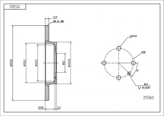 Hart 215 365 - Спирачен диск vvparts.bg