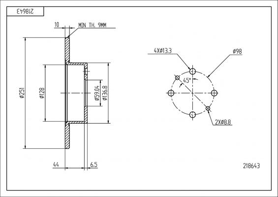 Hart 218 643 - Спирачен диск vvparts.bg