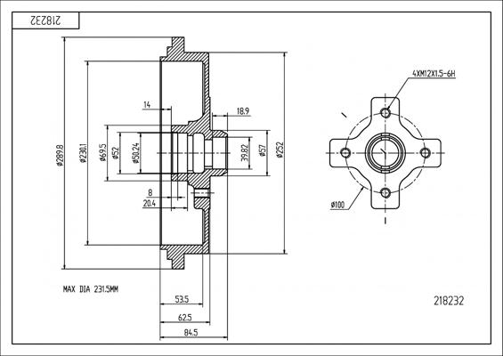 Hart 218 232 - Спирачен барабан vvparts.bg