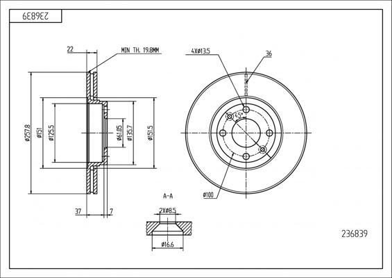 Hart 236 839 - Спирачен диск vvparts.bg