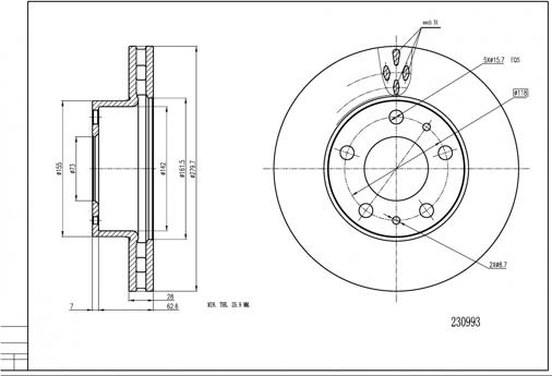 Hart 230 993 - Спирачен диск vvparts.bg