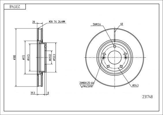 Hart 231 748 - Спирачен диск vvparts.bg