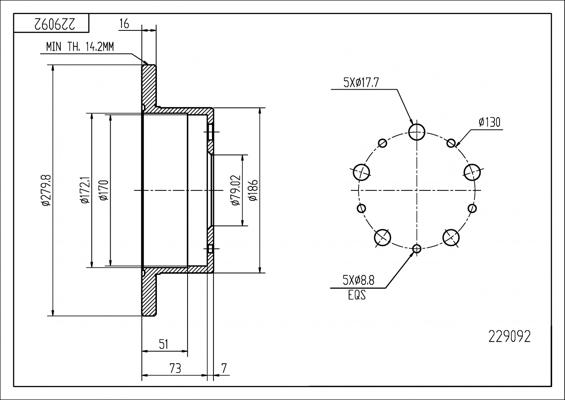 Hart 229 092 - Спирачен диск vvparts.bg