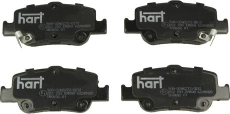 Hart 226 367 - Комплект спирачно феродо, дискови спирачки vvparts.bg