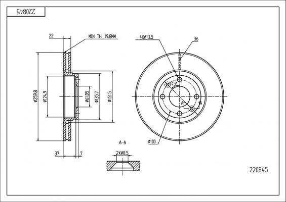 Hart 220 845 - Спирачен диск vvparts.bg