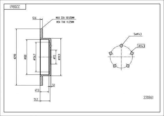 Hart 220 861 - Спирачен диск vvparts.bg