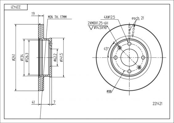 Hart 221 421 - Спирачен диск vvparts.bg