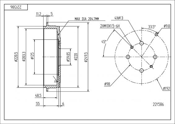 Hart 221 586 - Спирачен барабан vvparts.bg