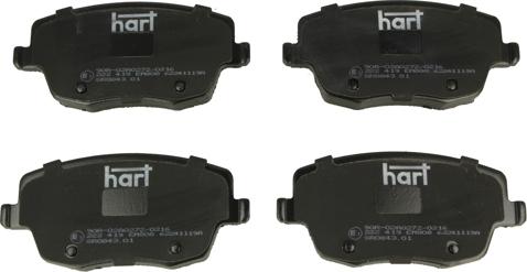 Hart 222 419 - Комплект спирачно феродо, дискови спирачки vvparts.bg