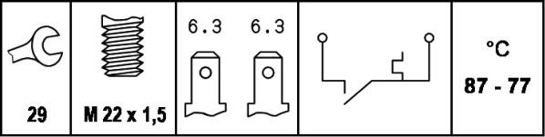 HELLA 6ZT 007 800-031 - Термошалтер, вентилатор на радиатора vvparts.bg