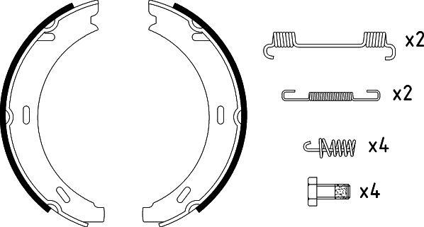 HELLA 8DA 355 050-301 - Комплект спирачна челюст, ръчна спирачка vvparts.bg