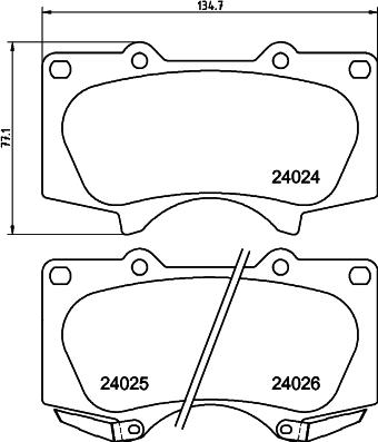 HELLA 8DB 355 045-581 - Комплект спирачно феродо, дискови спирачки vvparts.bg