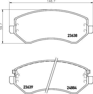 HELLA 8DB 355 045-651 - Комплект спирачно феродо, дискови спирачки vvparts.bg