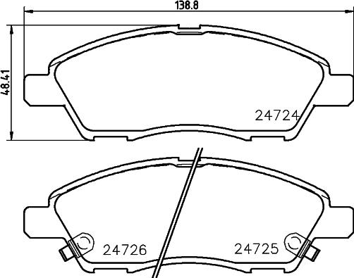 HELLA 8DB 355 045-031 - Комплект спирачно феродо, дискови спирачки vvparts.bg