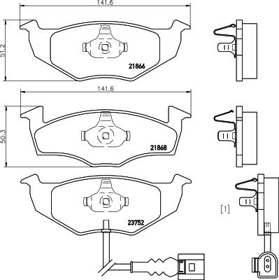 HELLA 8DB 355 009-801 - Комплект спирачно феродо, дискови спирачки vvparts.bg