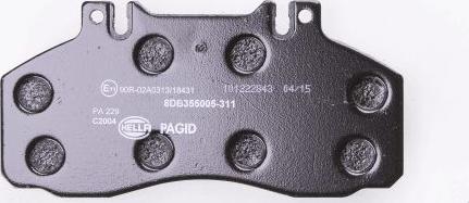 HELLA 8DB 355 005-311 - Комплект спирачно феродо, дискови спирачки vvparts.bg