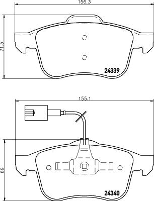 HELLA 8DB 355 006-901 - Комплект спирачно феродо, дискови спирачки vvparts.bg