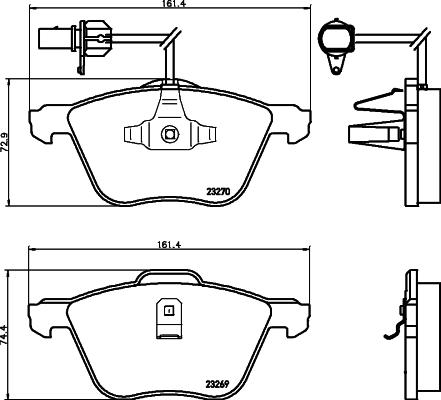 HELLA 8DB 355 008-921 - Комплект спирачно феродо, дискови спирачки vvparts.bg