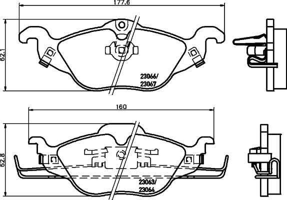 HELLA 8DB 355 008-571 - Комплект спирачно феродо, дискови спирачки vvparts.bg