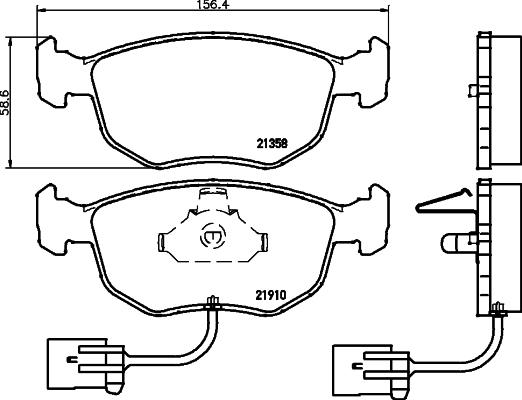 HELLA 8DB 355 007-991 - Комплект спирачно феродо, дискови спирачки vvparts.bg