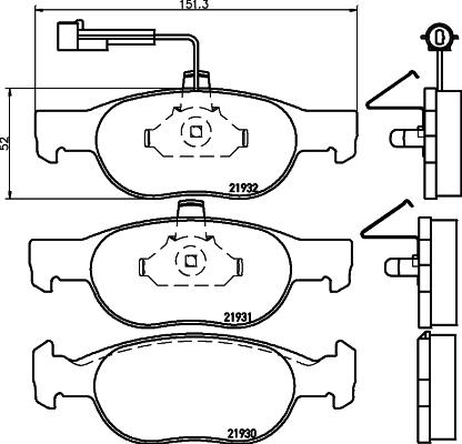 HELLA 8DB 355 007-921 - Комплект спирачно феродо, дискови спирачки vvparts.bg