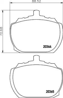 HELLA 8DB 355 007-091 - Комплект спирачно феродо, дискови спирачки vvparts.bg