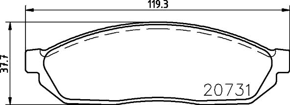 HELLA 8DB 355 007-281 - Комплект спирачно феродо, дискови спирачки vvparts.bg