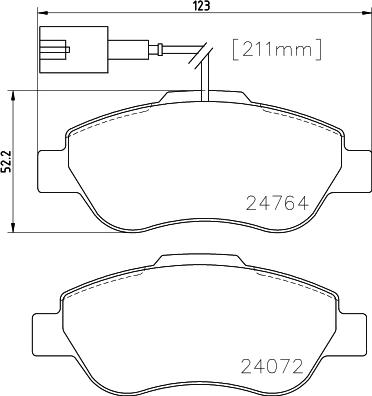 HELLA 8DB 355 019-921 - Комплект спирачно феродо, дискови спирачки vvparts.bg